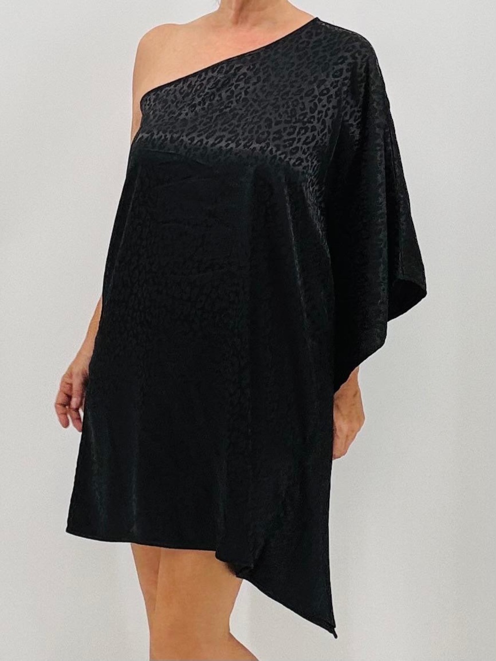 Gillis Retro Y2K Satin Jacquard Print One Shoulder Asymmetrical Party Dres